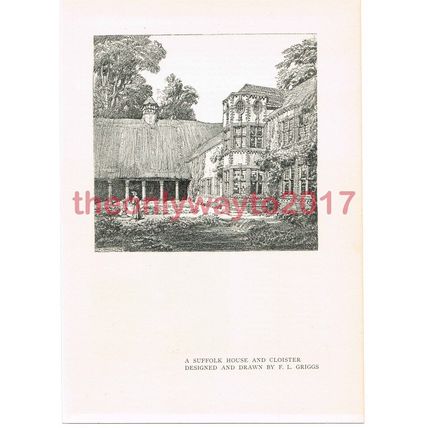 Suffolk House and Cloister, by F L Griggs, Book Illustration, c1910