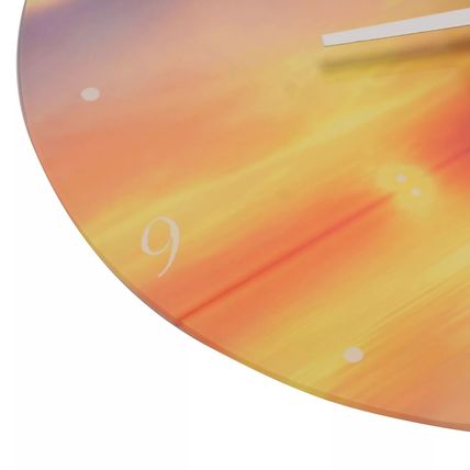Leaping Dolphin Sunset Wall Clock Glass Round 30 CM Gift Home Decor Timekeeping