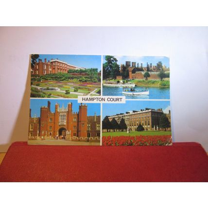 multiview, HAMPTON COURT, LONDON used vintage postcard Colourmaster 1974 pm =
