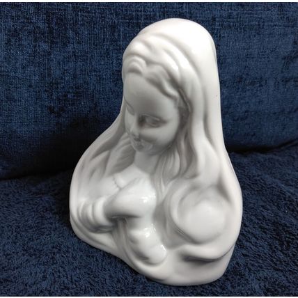 Joseph And Blessed Virgin Mary Glazed White WBI Figurines Ceramic - Vintage