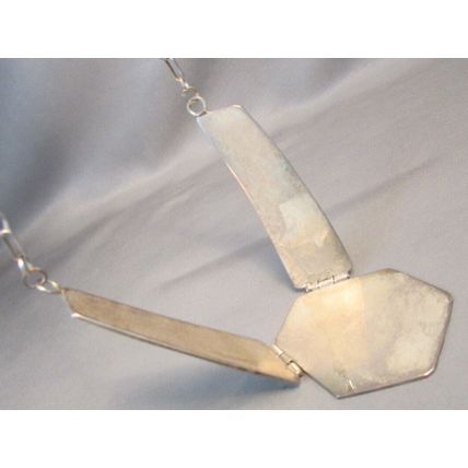 Vintage Signed Navajo 12K & Sterling Silver Storyteller Hinged Necklace 39.0 gr