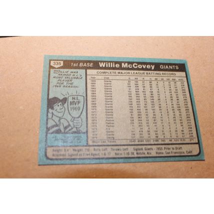 1980 topps baseball giants willie McCOVEY hof card#335