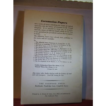 THE LONDON TRAMCAR, 1861-1952 by R W Kidner. vintage p/b 46 page book =