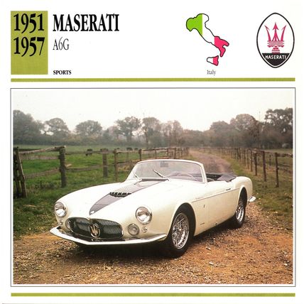 Collectors Club card. Classic Cars. Maserati A6G
