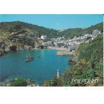 Polperro Cornwall Postcard posted 1997 creased