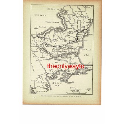 Russo-Turkish War, Seat Of War In Europe, Map, Book Illustration (Print), c1895