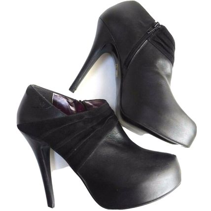 RED OR DEAD 100% Leather Black Shoes Ankle Boots 40 / 7 UK