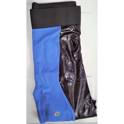 Blue and Black Leggings Half Wet Look Cotton Size XL 14 UK