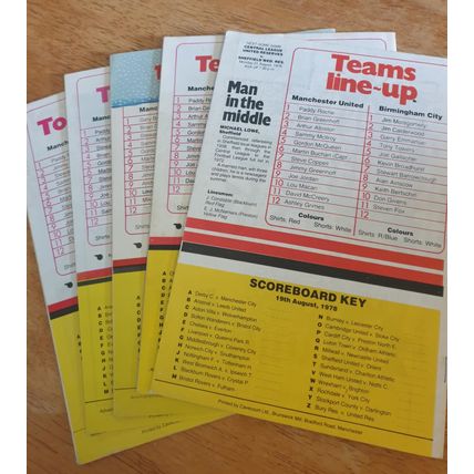 X 5 Manchester United Vintage Football Programmes. No's 1/4/7/10/13