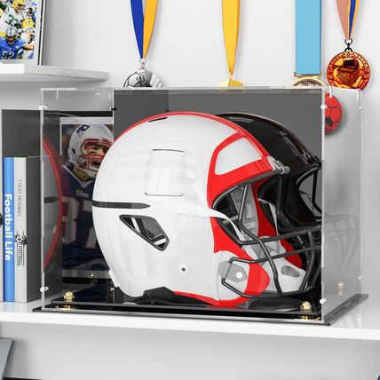 Putros Football Helmet Display Case Full Size with Mirror Back and Black Base Ac