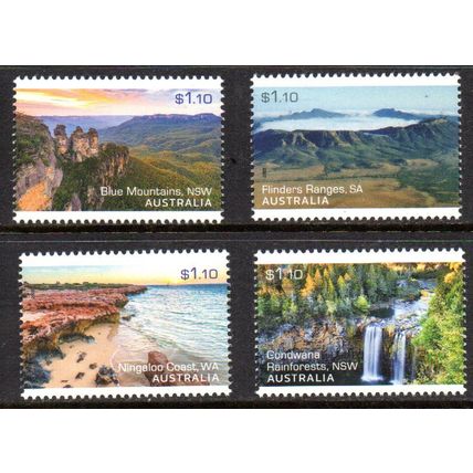 AUSTRALIA: 2022, OUR BEAUTIFUL CONTINENT, MNH SET OF 4 SHEET PERFORATION STAMPS.
