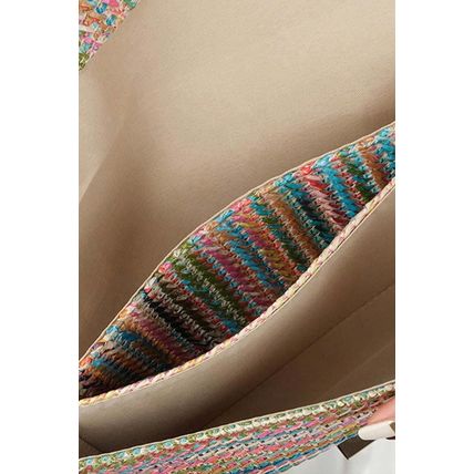 Multicolour Woven Metal Clasp Flap Handbag
