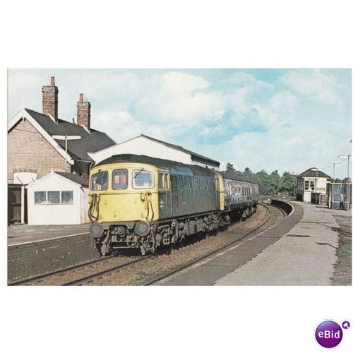 Railway Postcard BR Class 33 33104 + 4TC Hamworthy 1976 Diesel Loco