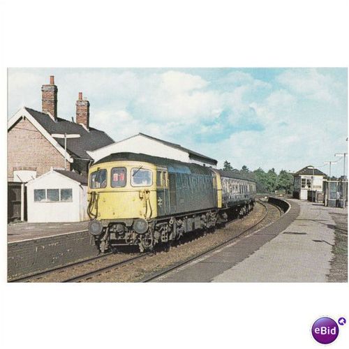 Railway Postcard BR Class 33 33104 + 4TC HAMWORTHY 1976 Diesel Loco