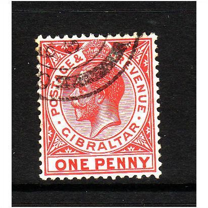 GIBRALTAR 1916 SG 77a 1d SCARLET FINE USED