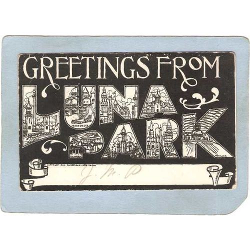 New York Coney Island Amusement Park Postcard Luna Park Greetings From Lun~416