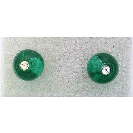 Dark Green Glass Crystal 6mm Stud Earrings