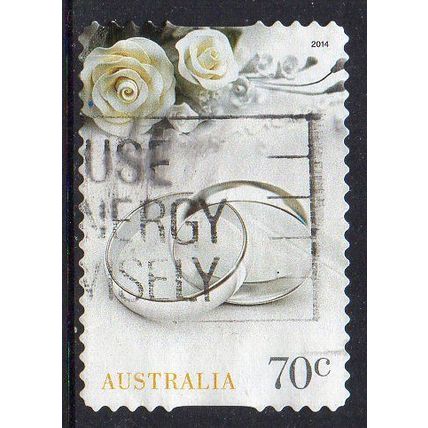 Australia 2014 Special Occasions - Roses and Silver Rings 70c s/a Used
