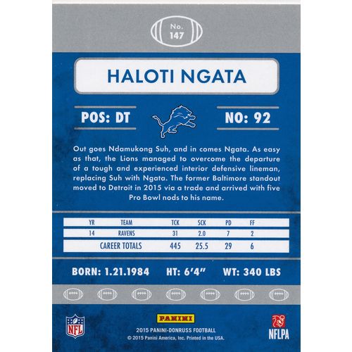 2015 Donruss Football 147 Haloti Ngata Detroit Lions