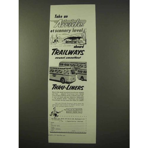 1954 Trailways Thru-Liners Bus Ad - Scenery Level