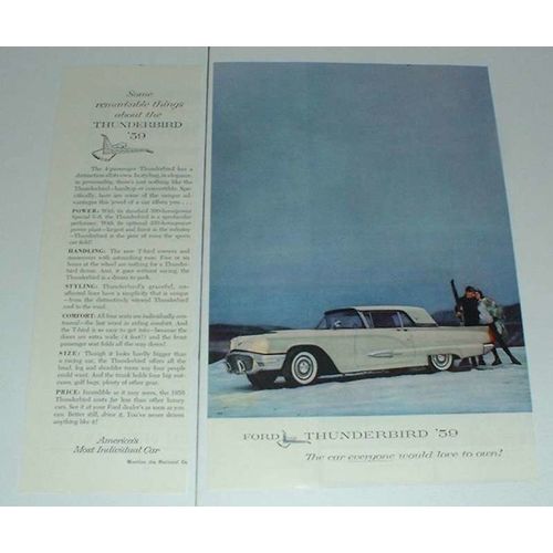 1959 2-page Ford Thunderbird Car Ad - Love to Own