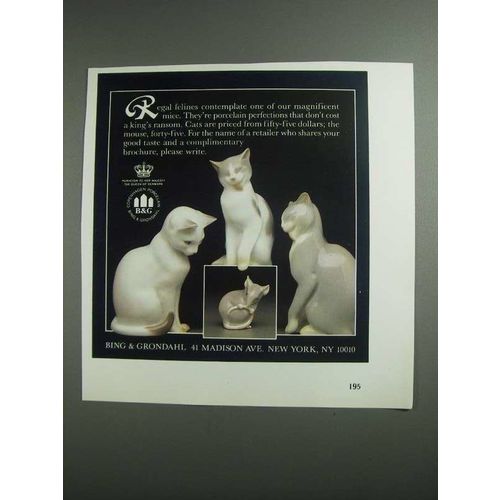 1984 Bing & Grondahl Porcelain Ad - Regal Felines