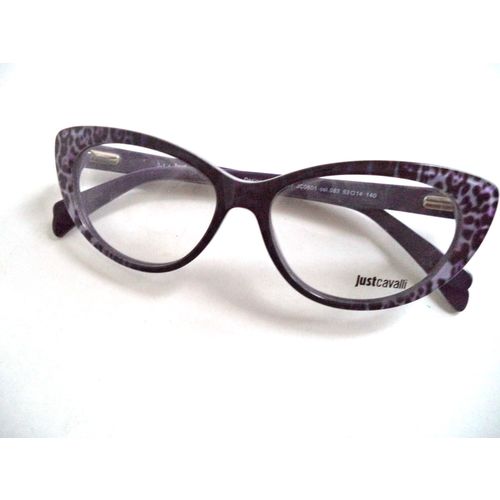 Just Cavalli JC0601 new Puprle Cateye Leopard Eyeglasses 52-47 140 womens rim