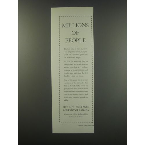 1957 Sun Life Assurance Company of Canada Ad - Millions of people