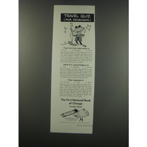 1957 The First National Bank of Chicago Ad - Travel Quiz (for December)