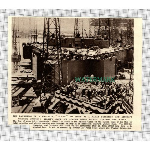 C3225) George's Bank Air Station Man Made Island Radar Detection - 1955 Clip