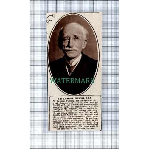 C4922) Sir Ambrose Fleming Physicist Engineer Obituary - 1945 Clip