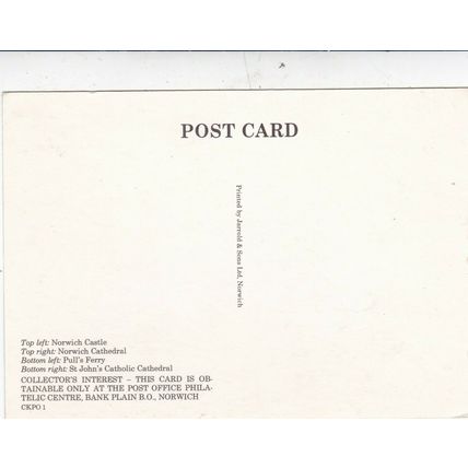Post Office Philatelic Centre Norwich Postcard unused VGC