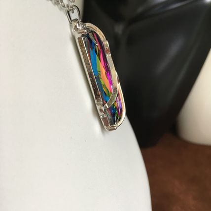 Natural Fire Rainbow Topaz Necklace #395 USA Seller