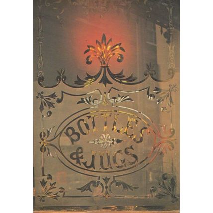 Beer Bottles & Jugs Glass Window Display Stunning Victorian Pub London Postcard