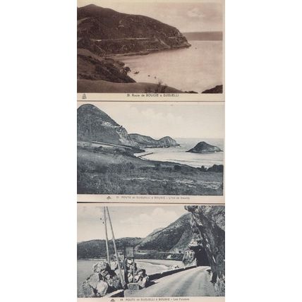 Route de Bougie a Djidjelli A Bougie 3x Antique Algeria Algerian Postcard s