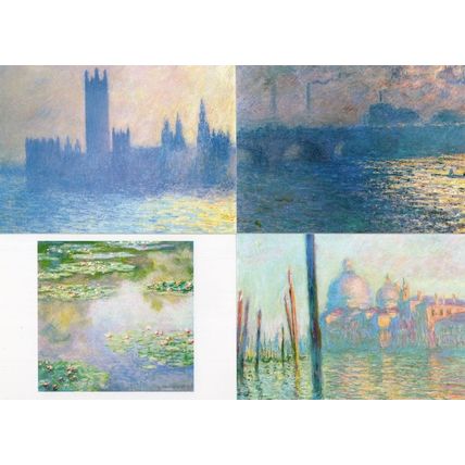 Monet Waterloo Bridge Water Lilies Houses Of Parliament 4x Painting Postcard s