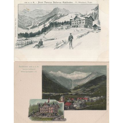 Hotel Bellevue Adelboden Switzerland 2x Old Advertising Postcard s