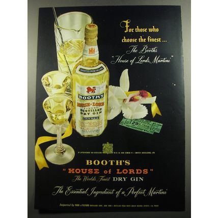 1952 Booth's House of Lords Gin Advertisement - For those who choose the finest