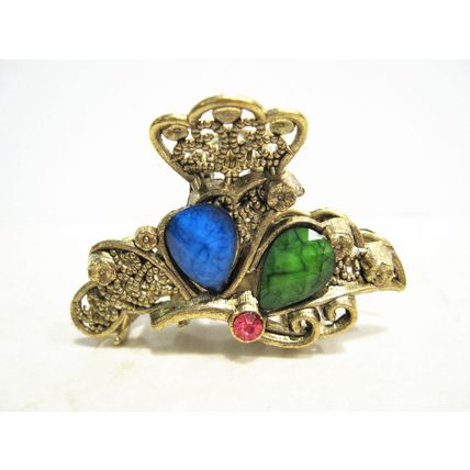 Jeweled antique bronze hair claw clip