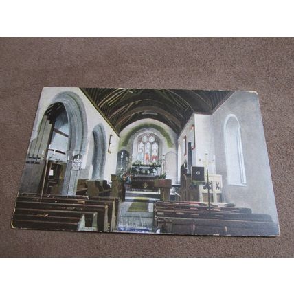 Early Peacock Postcard - St Keyne Church interior - Cornwall