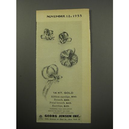 1955 Georg Jensen Jewelry Advertisement - 14 Kt. Gold