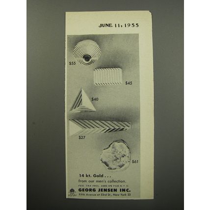1955 Georg Jensen Jewelry Ad - 14 Kt. Gold