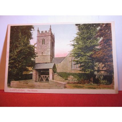 LUSTLEIGH CHURCH, DARTMOOR, DEVON unused antique postcard Peacock series =