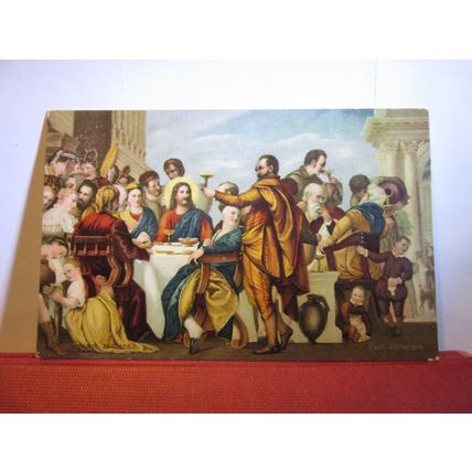 MARRIAGE AT CANA, painting by Paul Veronese unused antique postcard art #