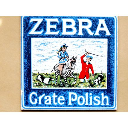 Tile, Advertising, Ceramic, Zebra Grate Polish, English Made. Unused