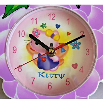 Novelty, Berry Shaped, Wall Clock Decorated with a Kitty