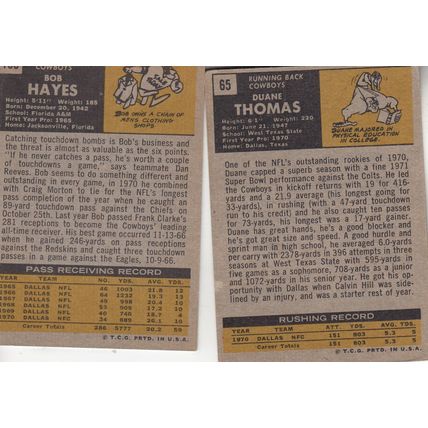 BOB HAYES & DUANE THOMAS 1971 AUTOGRAPHED DALLAS COWBOYS HOF SB CHAMPION OFFENSE
