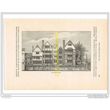 OLD LONDON HOUSES, ENGLAND c1656, Illustration, c1870