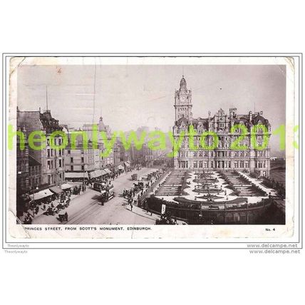 PRINCES STREET, FROM SCOTTS MONUMENT, EDINBURGH, SCOTLAND, 1910 Postcard