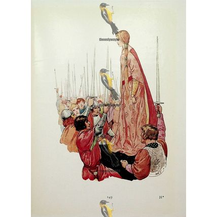 Knights Rise To Their Feet, Guinevere Future Queen, Book Illustration, 1925